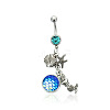 316L Surgical Stainless Steel Mermaid Starfish Dangle Belly Rings WG35D2C-13-2