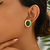Vintage Stainless Steel with Malachite Stud Earrings YU8989-2-2