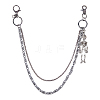 1Pc Alloy Skeleton Charm Double Layer Chains for Jeans Pants AJEW-DC0002-13-1