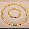 Shell Pearl Round Beaded Necklaces & Bracelets Sets for Women WG18377-16-1