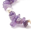 Natural Amethyst Chips & Pearl Beaded Slider Bracelet BJEW-JB08334-04-4