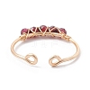 Copper Wire Wrapped Natural Garnet Open Ring RJEW-JR00630-04-4