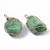 Dyed Natural White Jade Wire Wrapped Pendants G-N326-15B-2