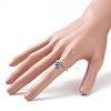 Glass & Brass Braided Fruit Finger Ring for Women RJEW-TA00047-01-3