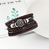 1Pc Cowhide & Imitation Leather Cord Knitted Multi-strand Bracelets AJEW-GF0011-50B-4