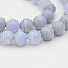 Natural Blue Lace Agate Round Bead Strands G-P070-15-6mm-1