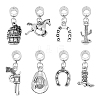 SUPERFINDINGS 64Pcs 8 Style Cowboy Theme Tibetan Style Alloy European Dangle Charms FIND-FH0006-43-1