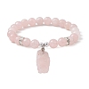 Natural Rose Quartz & Synthetic Hematite Beaded Stretch Bracelet BJEW-JB09760-03-1