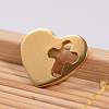 Ion Plating(IP) 304 Stainless Steel Heart with Cross Charms STAS-L159-04G-1