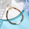 Natural Tiger Eye Beads Link Bracelets for Women Men BJEW-JB11467-04-1