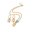 Abstract Face Dangle Stud Earrings and Pendant Necklace with Natural Green Aventurine SJEW-E043-02-2