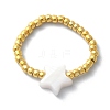 Natural Shell & TOHO Round Seed Braided Bead Style Finger Ring RJEW-JR00599-04-1