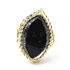 Natural Obsidian Horse Eye Wrapped Adjustable Ring G-D458-03G-03-RS-2