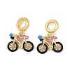 Brass Enamel Motorcycle European Dangle Charms KK-T001-03G-1