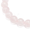 Natural Rose Quartz Round Beaded Stretch Bracelet with Heart Charm BJEW-JB09019-03-5