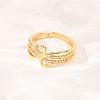 Brass Micro Pave Clear Cubic Zirconia Finger Rings for Women RJEW-C168-03G-3