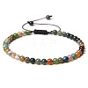 4mm Natural Indian Agate Beaded Braided Bracelets SY1950-22-1