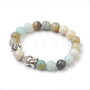 Natural Flower Amazonite Beads Stretch Bracelets BJEW-JB03849-02-1