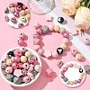 DIY Animal Cattle Theme Wooden Beaded Keychain Making Kits DIY-YW0008-69B-3
