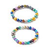 2Pcs 2 Size Dyed Natural Pearl Beaded Stretch Bracelets Set for Mother and Daughter BJEW-JB09189-1