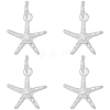 4Pcs 925 Sterling Silver Starfish Charms STER-BBC0008-39-6