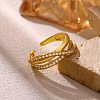 Brass Micro Pave Cubic Zirconia Cuff Open Rings for Women RJEW-F217-08G-1
