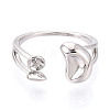 Moon Brass Cuff Ring Settings KK-T076-40P-2