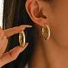 Hollow Brass Clear Cubic Zirconia Hoop Earrings LS-SP8143-4