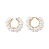 Glass Flower Hoop Earrings EJEW-TA00733-2