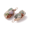 Rack Plating Copper Wire Wrapped Natural Mixed Stone Chip Big Pendants G-C130-01RG-09-2