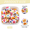 30pcs Round with Flower Pattern Silicone Focal Beads SIL-SC0002-03B-2