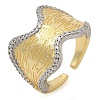 Brass Micro Pave Clear Cubic Zirconia Cuff Finger Rings for Women RJEW-B112-11GP-4