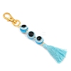 Resin Evil Eye Round Bead & Polyester Tassel Pendant Decorations HJEW-JM04164-01-5