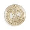 Golden Tone Crown Initial Wax Seal Brass Stamp Heads AJEW-A065-01Z-1