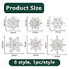 6Pcs 6 Styles Snowflake Alloy Lapel Pins for Backpack Clothes JEWB-DC0001-32-2