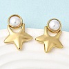 201 Stainless Steel ABS Plastic Pearl Stud Earrings EJEW-Z151-13G-05-3