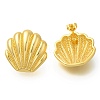 Rack Plating Shell Shapes Brass Stud Earrings EJEW-I310-12G-1