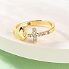 Brass Micro Pave Clear Cubic Zirconia Cuff Rings for Women RJEW-U047-15G-2