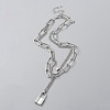 Alloy Paperclip & Curb & Cable Chains 3 Layer Necklace NJEW-WH0022-09D-2