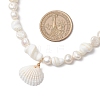 Natural Clam Shell Pendant Necklaces NJEW-JN05241-3