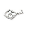 304 Stainless Steel Pave Natural Shell Flower Pendants STAS-C103-12P-2