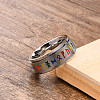 Rainbow Color Pride Flag Rune Words Odin Norse Viking Amulet Enamel Rotating Ring RABO-PW0001-037C-2