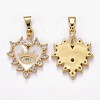 Brass Clear Cubic Zirconia Pendants ZIRC-J025-67G-06-2