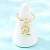 Brass Micro Pave Cubic Zirconia Pendant Finger Rings for Women RJEW-A090-02G-2