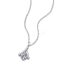 Anti-Tarnish Rhodium Plated 925 Sterling Silver Micro Pave Clear Cubic Zirconia Pendants STER-U003-04P-1