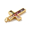 Cross Brass Micro Pave Colorful Cubic Zirconia Pendants X-KK-G419-29G-4