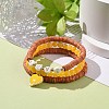 3Pcs 3 Style Natural Gemstone & Acrylic Word Love Beaded Stretch Bracelets Set with Alloy Enamel Heart Charms BJEW-JB08924-4