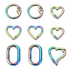 10Pcs 5 Style Zinc Alloy Spring Gate Rings PALLOY-GN0001-02-1
