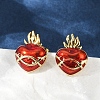 Brass Enamel Stud Earrings for Women EJEW-A126-05E-G-5