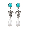 ABS Plastic Imitation Pearl & Alloy Dangle Stud Earrings EJEW-JE06300-02-2